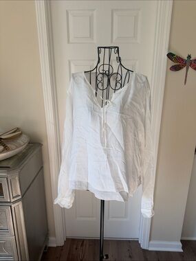 Lightweight White Tie-Front Blouse